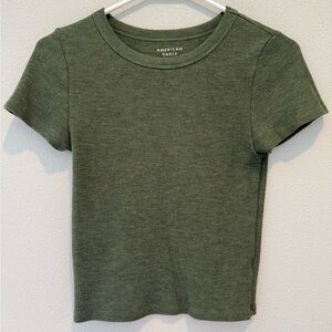 American Eagle Olive Ribbed Tee medium